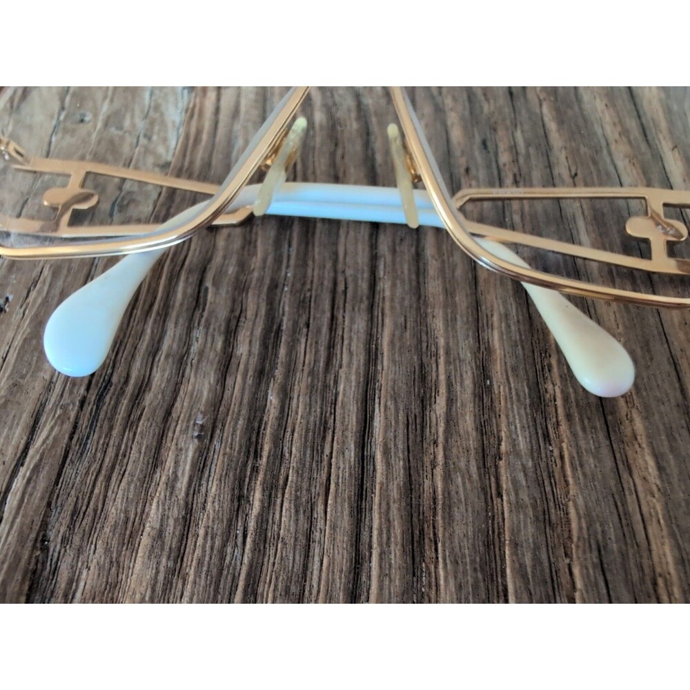 Vintage CAZAL 80s Open EYEGLASSES FRAME Only Women Gold Hexagonal Lens 58 14 140 - Picture 4 of 16